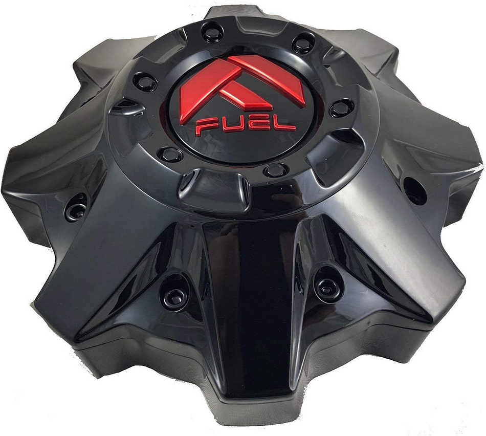 FUEL 8LUG CAP- GLOSS BLACK/RED