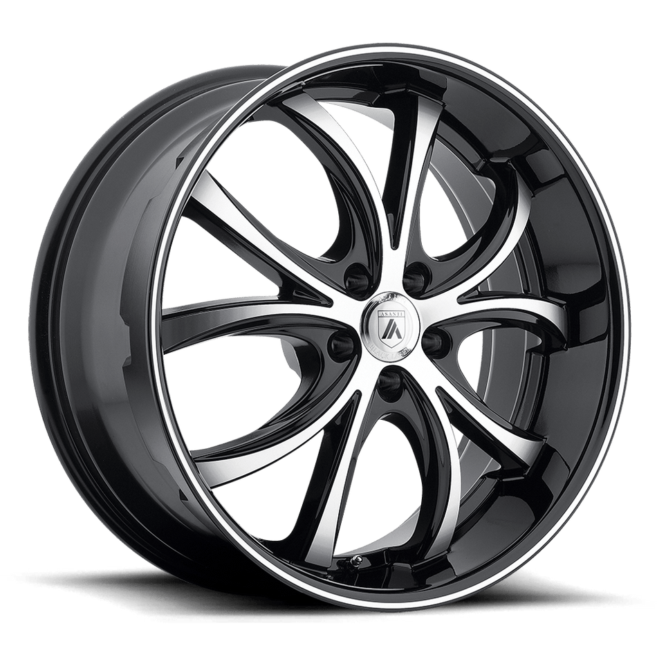 Asanti Black ABL-8 ELEKTRA Machined Face Black Lip Wheel