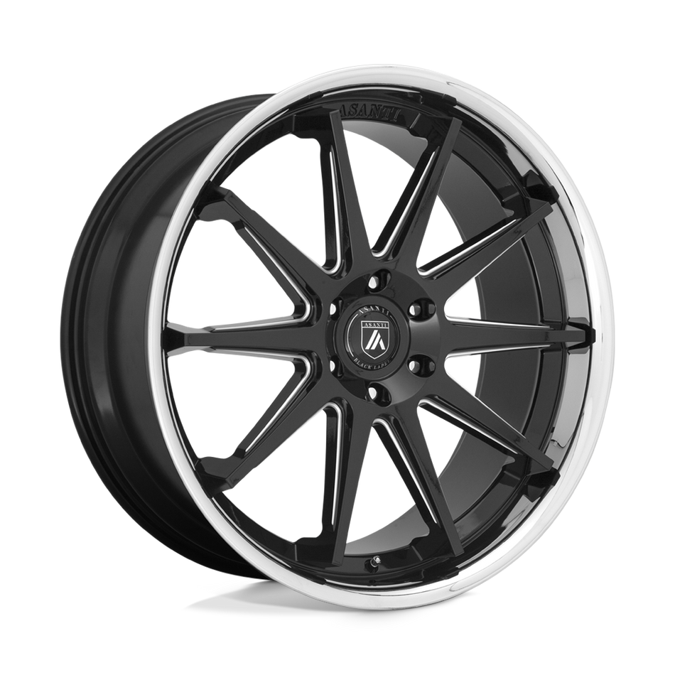 Asanti Black ABL-29 EMPEROR Gloss Black Milled With Chrome Lip Wheel