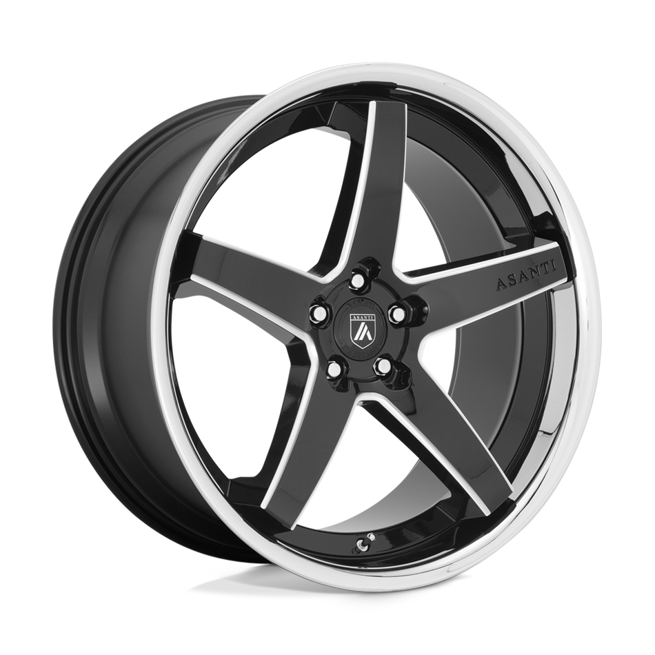 Asanti Black ABL31 REGAL Gloss Black Milled With Chrome Lip Wheel