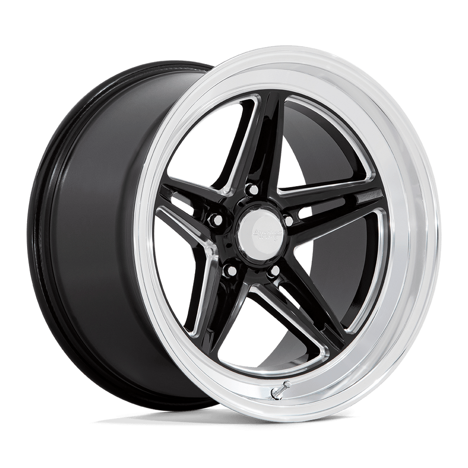 American Racing Vintage VN514 GROOVE Gloss Black Milled With Diamond Cut Lip Wheel
