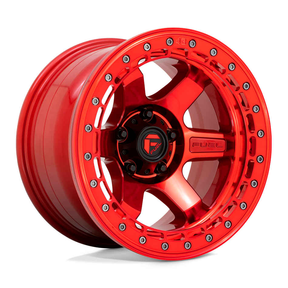 Fuel 1PC D123 BLOCK BEADLOCK Candy Red With Candy Red Ring Wheel