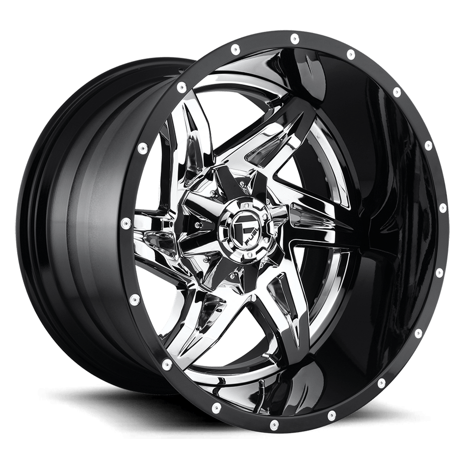Fuel 2PC D272 ROCKER Chrome Plated Gloss Black Lip Wheel