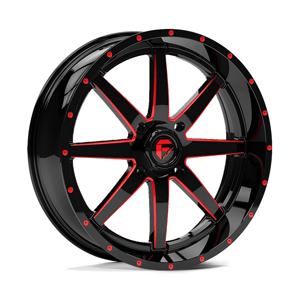 Fuel UTV D650 MAVERICK UTV Gloss Black Milled With Red Tint Wheel