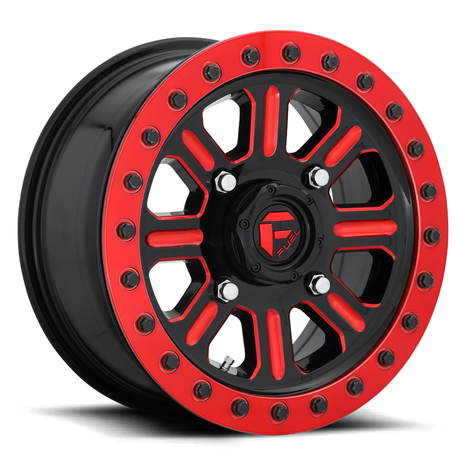Fuel UTV D911 HARDLINE BEADLOCK Gloss Black Red Tinted Clear Wheel