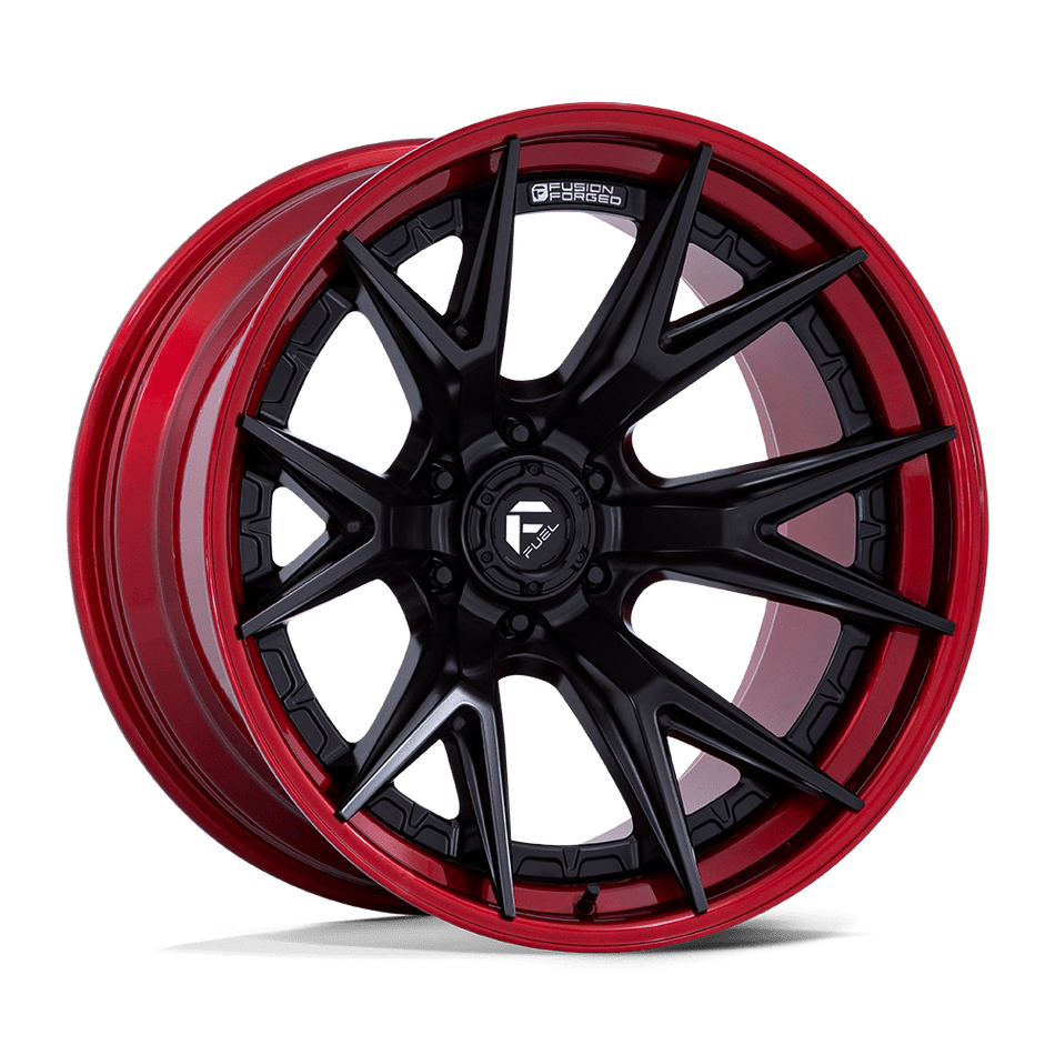 Fuel 1PC FC402 CATALYST Matte Black With Candy Red Lip Wheel
