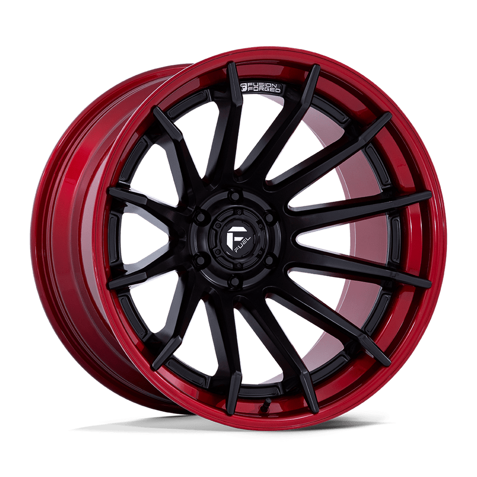Fuel 1PC FC403 BURN Matte Black With Candy Red Lip Wheel