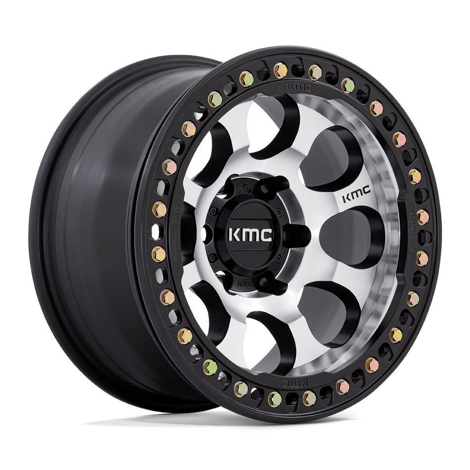KMC KM237 RIOT BEADLOCK Machined Face Satin Black Windows With Satin Black Ring Wheel