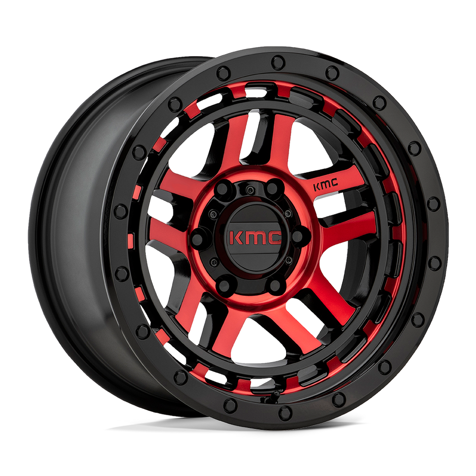 KMC KM540 RECON Gloss Black Machined With Red Tint Wheel