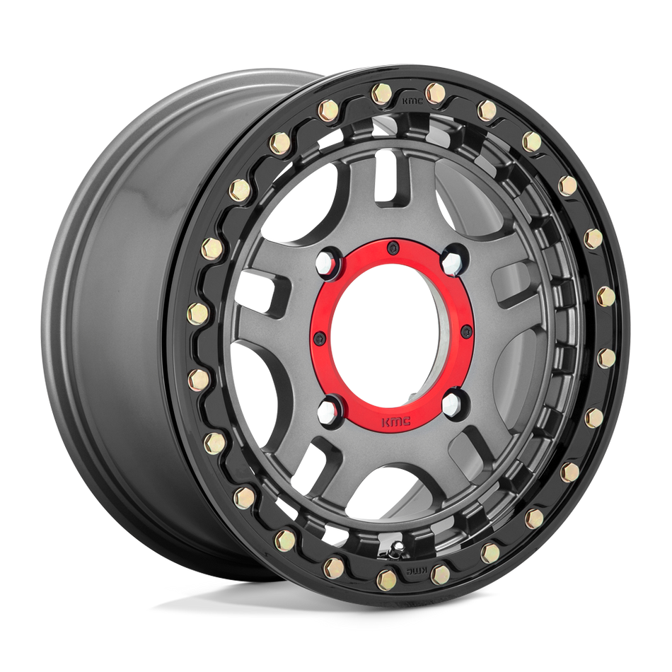 KMC Powersports KS240 RECON BEADLOCK Gun Metal With Gloss Black Ring Wheel