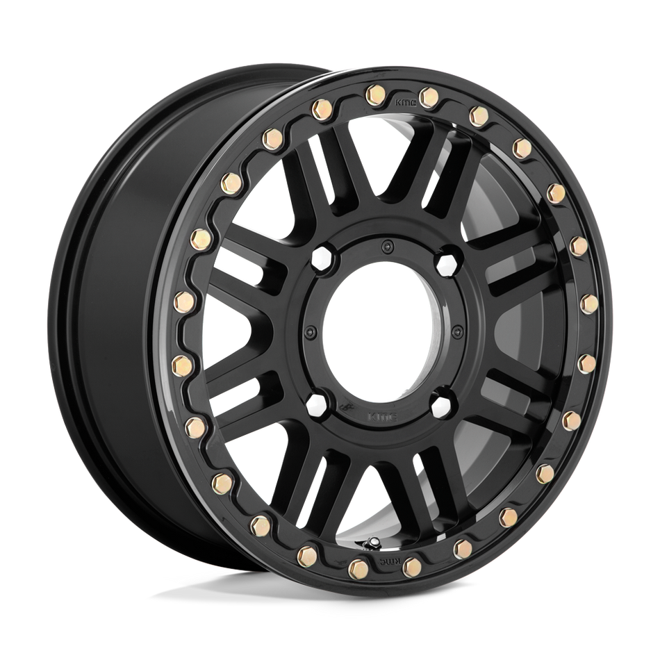 KMC Powersports KS250 CAGE BEADLOCK Satin Black With Gloss Black Ring Wheel