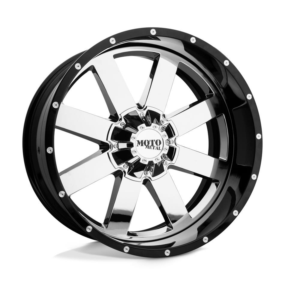 Moto Metal MO200 Chrome Center Gloss Black Milled Lip Wheel