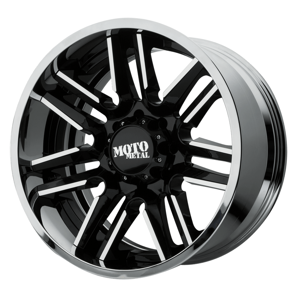 Moto Metal MO202 Gloss Black Machined Center Chrome Lip Wheel