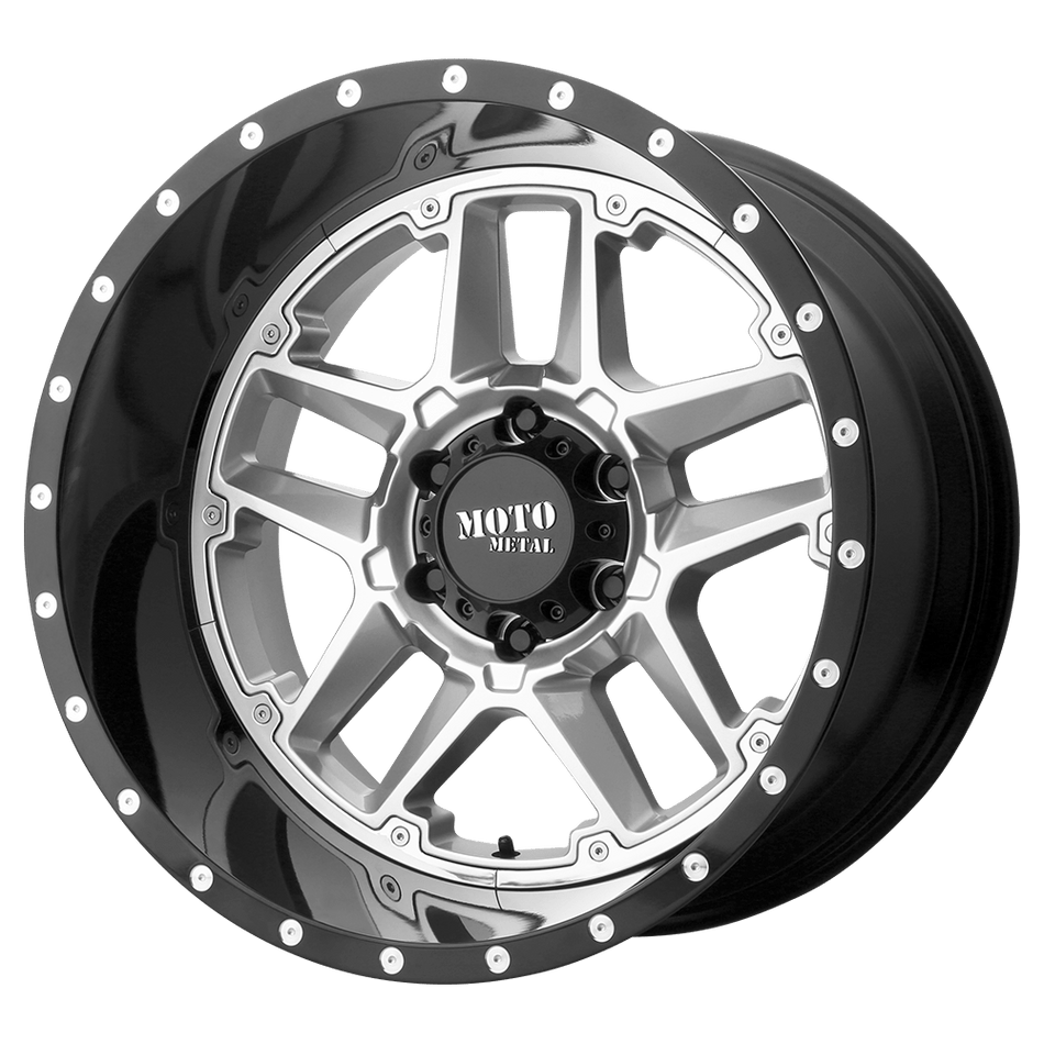 Moto Metal MO987 SENTRY Gloss Silver Center Gloss Black Lip Wheel
