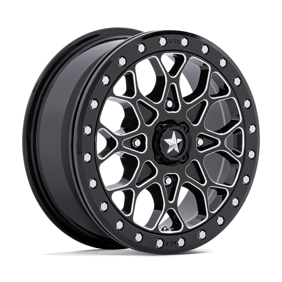 MSA Offroad Wheels M48 PORTAL BEADLOCK Gloss Black Milled With Gloss Black Ring Wheel