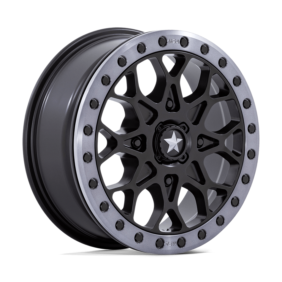 MSA Offroad Wheels M48 PORTAL BEADLOCK Satin Black With Gray Tint Ring Wheel