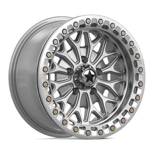 MSA Offroad Wheels MA53 BOLO UTV BEADLOCK GLOSS SILVER W/ MACHINED FACE