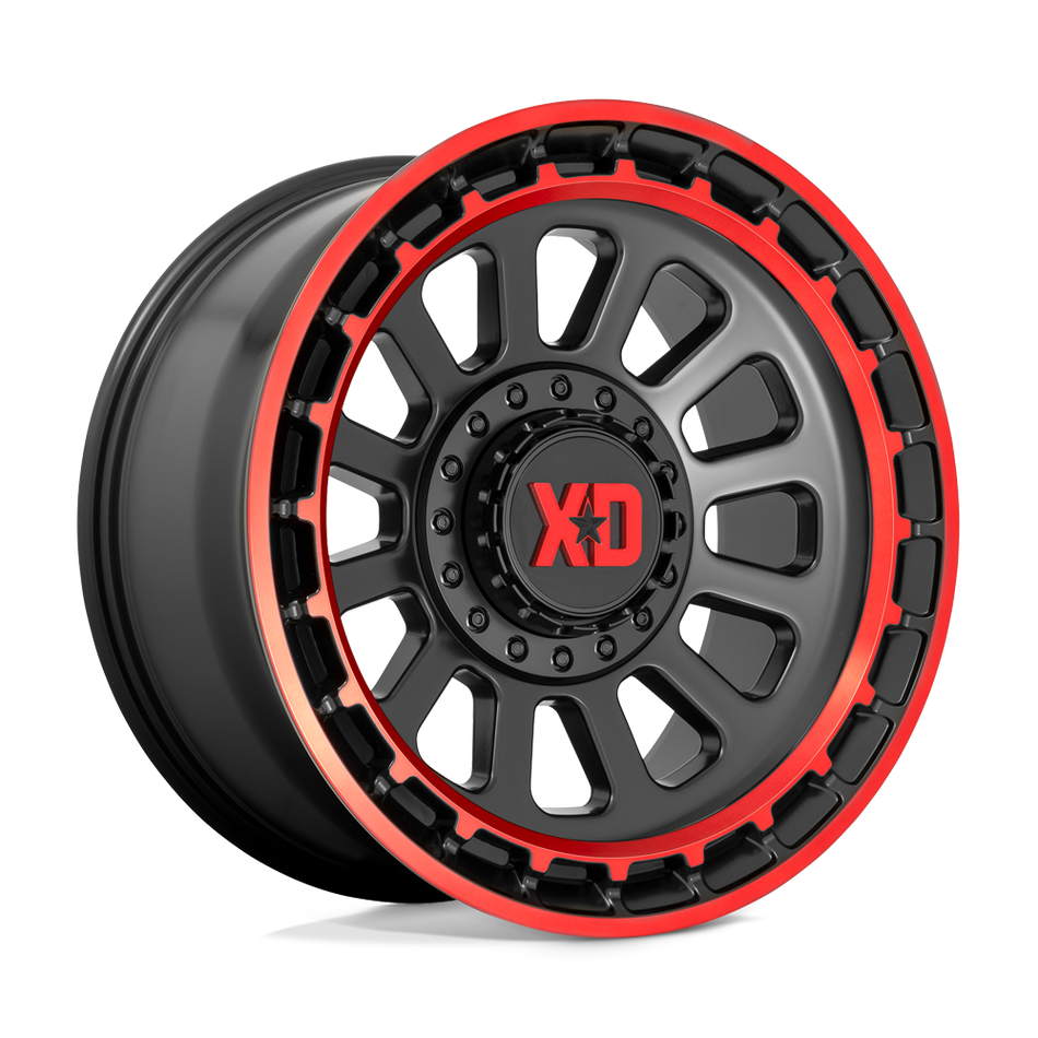 XD XD856 OMEGA Satin Black Machined Lip With Red Tint Wheel
