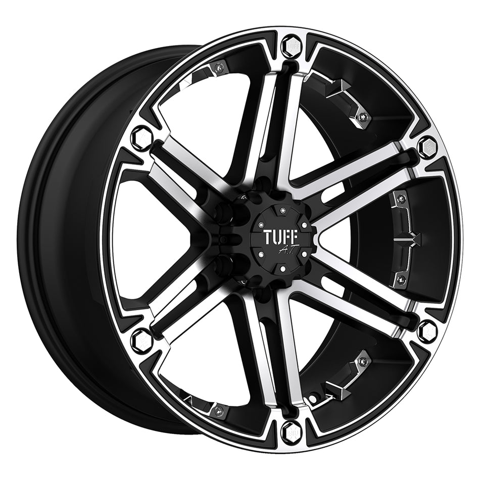 Tuff T01 Flat Black W/ Machined Face And Chrome Inserts Wheel