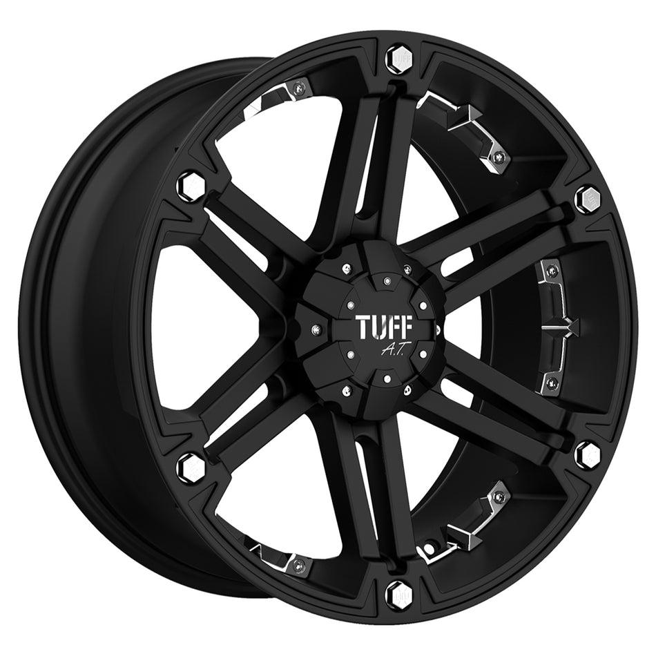 Tuff T01 Flat Black W/ Chrome Inserts Wheel