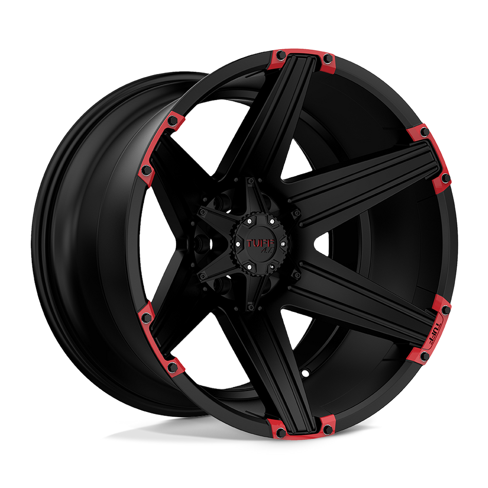 Tuff T12 Satin Black W/ Red Inserts Wheel