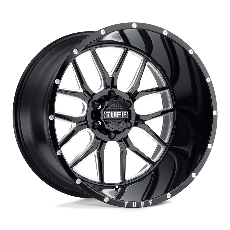 Tuff T23 Gloss Black W/ Milled Spokes And Dimples Wheel