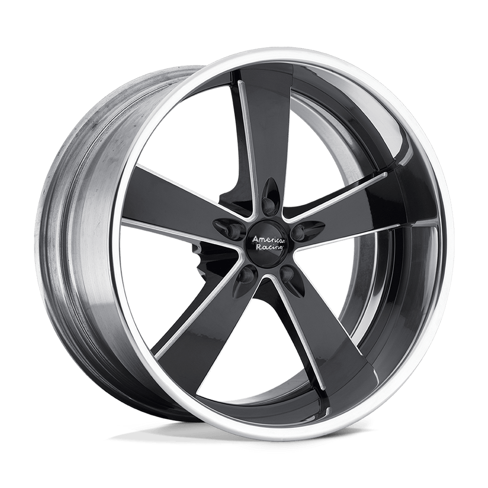 American Racing Vintage VN472 BURNOUT Two-Piece Black Milled Center Polished Rim Wheel