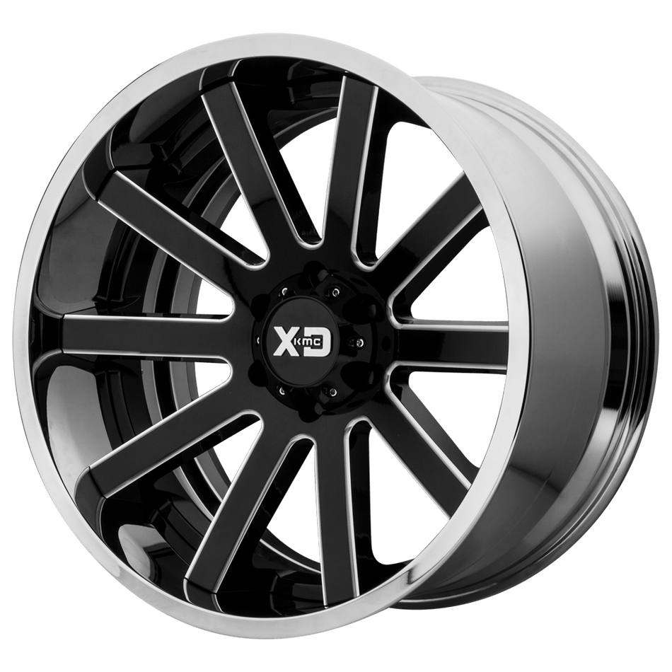 XD XD200 HEIST Gloss Black Milled Center Chrome Lip Wheel