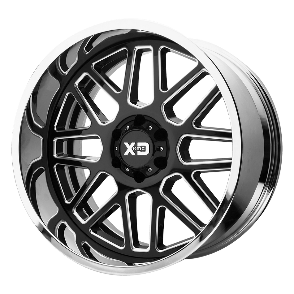 XD XD201 GRENADE Gloss Black Milled Center Chrome Lip Wheel