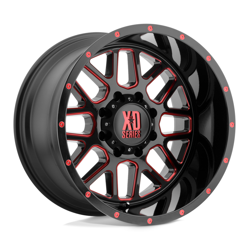 XD XD820 GRENADE Satin  Black Milled With Red Clear Coat Wheel