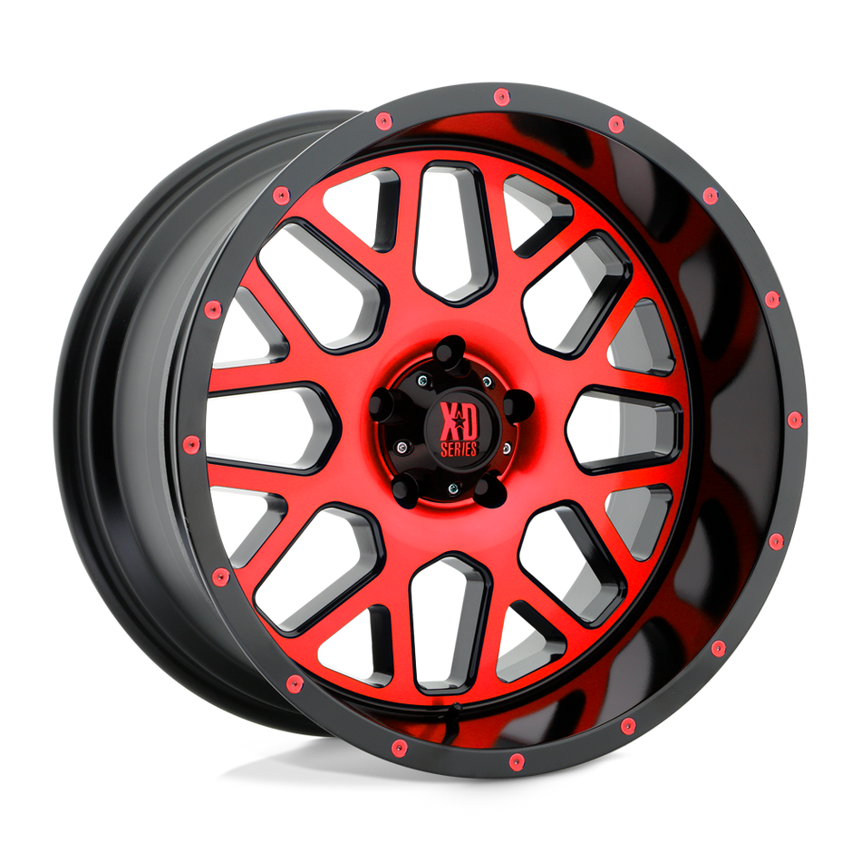 XD XD820 GRENADE Satin Black Machined Face With Red Tinted Clear Coat Wheel