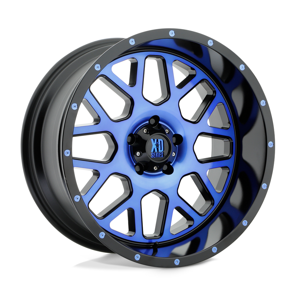 XD XD820 GRENADE Satin Black Machined Face With Blue Tinted Clear Coat Wheel