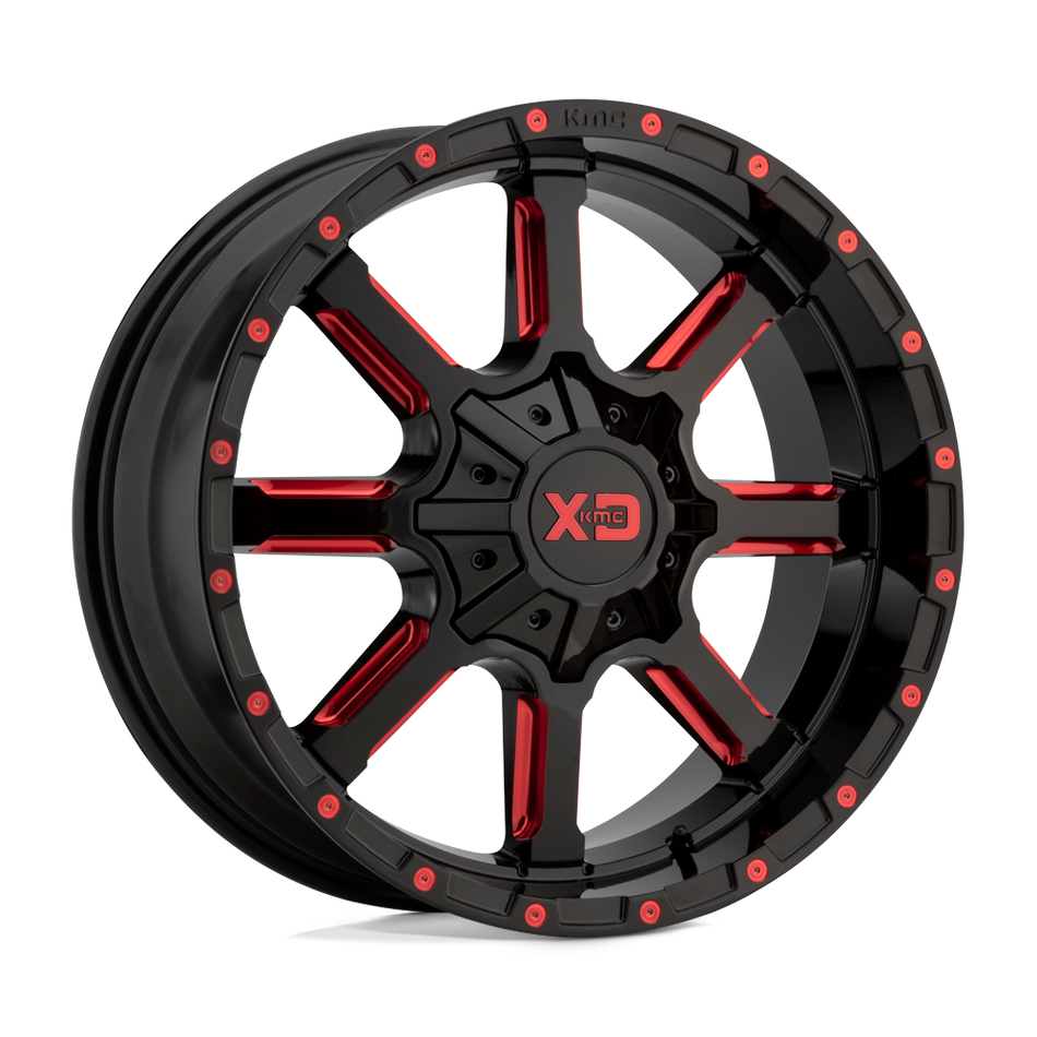 XD XD838 MAMMOTH Gloss Black Milled With Red Tint Clear Coat Wheel