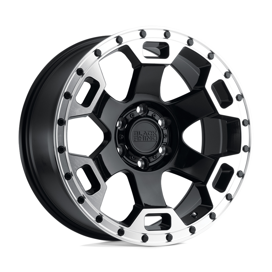 Black Rhino Hard Alloys GAUNTLET Gloss Black W/ Mirror Machined Ring Wheel