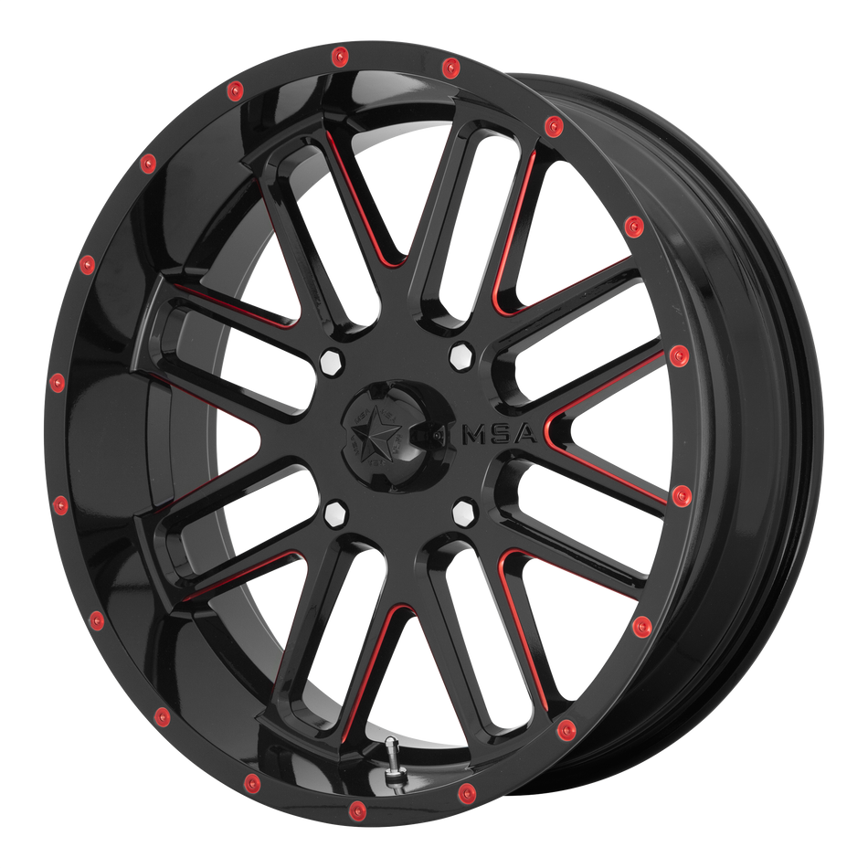 MSA Offroad Wheels M35 BANDIT Gloss Black Milled With Red Tint Wheel
