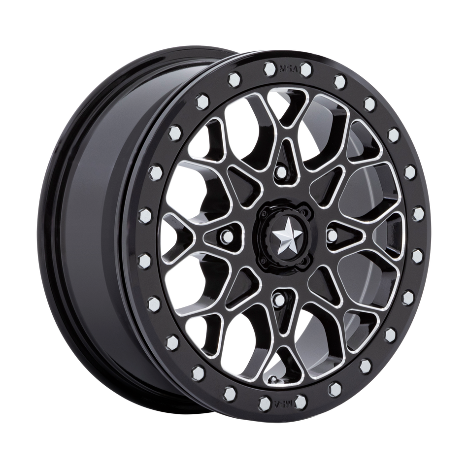 MSA Offroad Wheels M48 PORTAL UTV BEADLOCK GLOSS BLACK MILLED W/ GLOSS BLACK RING