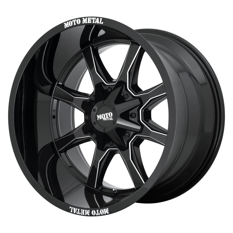 Moto Metal MO970 GLOSS BLACK W/ MILLED SPOKE & LIP