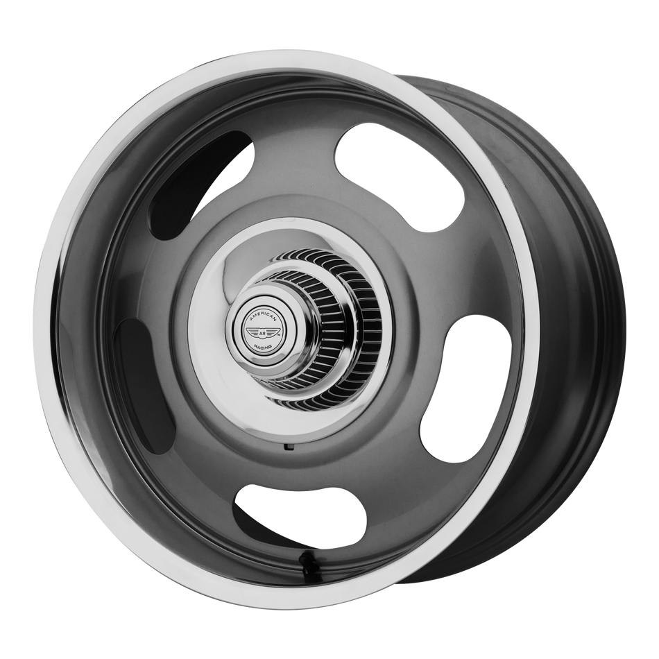 American Racing Vintage VN506 RALLY MAG GRAY CENTER W/ POLISHED LIP