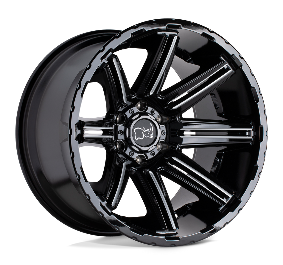 Black Rhino Hard Alloys RAMPAGE Gloss Black W/ Mirror Cut Face & Translucent Clear Wheel