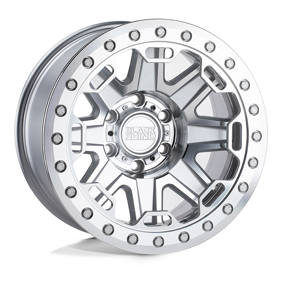 Black Rhino Hard Alloys RIFT BEADLOCK Silver W/ Mirror Face & Machined Ring Wheel