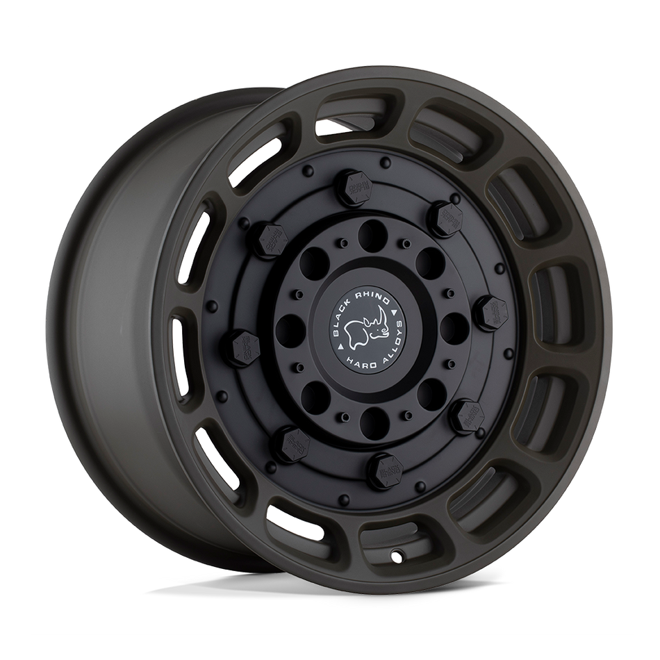 Black Rhino Hard Alloys WARTHOG Matte Olive Dab Green With Black Center Wheel